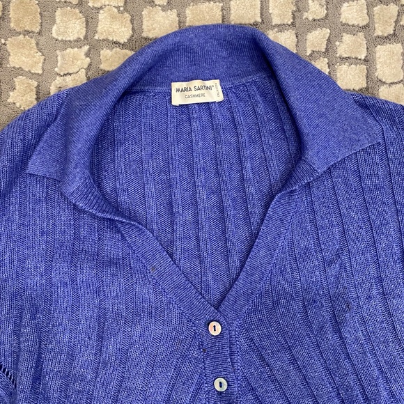 Maria Sartini Women’s 100% Cashmere V neck Button Ribbed Sweater Small/42 - Picture 4 of 10